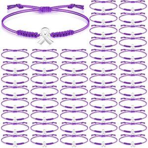 Purple Cancer Awareness Bracelets Adjustable Cord Gift for Women Survivors